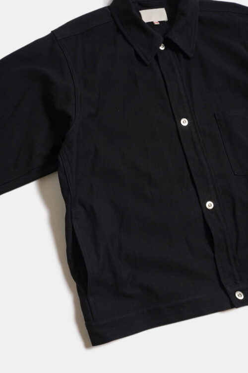 WORK BLOUSE - HERRINGBONE - BLACK