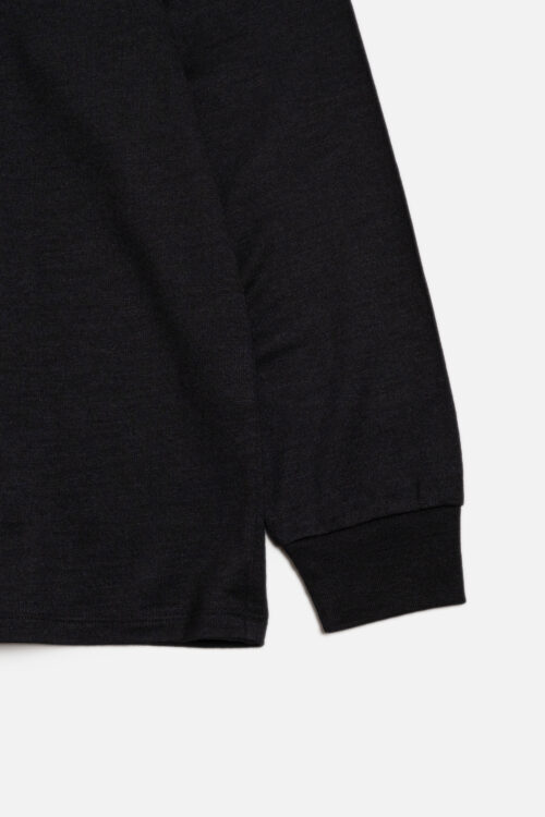 CREW NECK PULLOVER - WOOL × RAMIE JERSEY - BLACK
