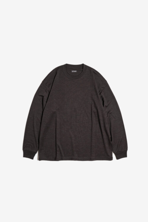 CREW NECK PULLOVER - WOOL × RAMIE JERSEY - BROWN