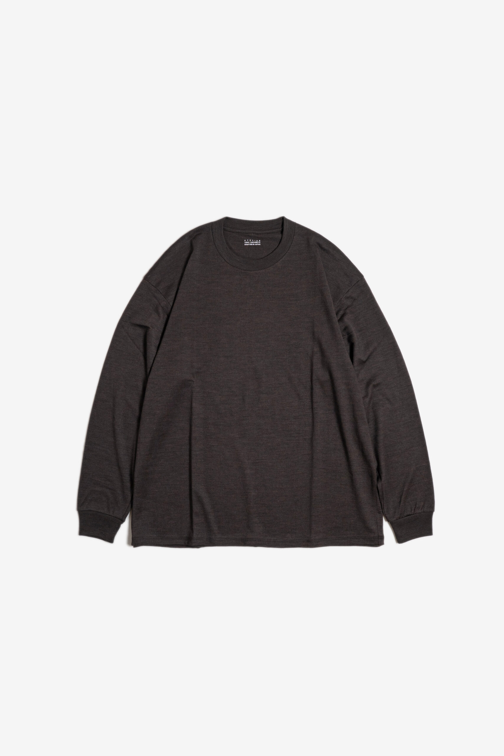 CREW NECK PULLOVER - WOOL × RAMIE JERSEY - BROWN