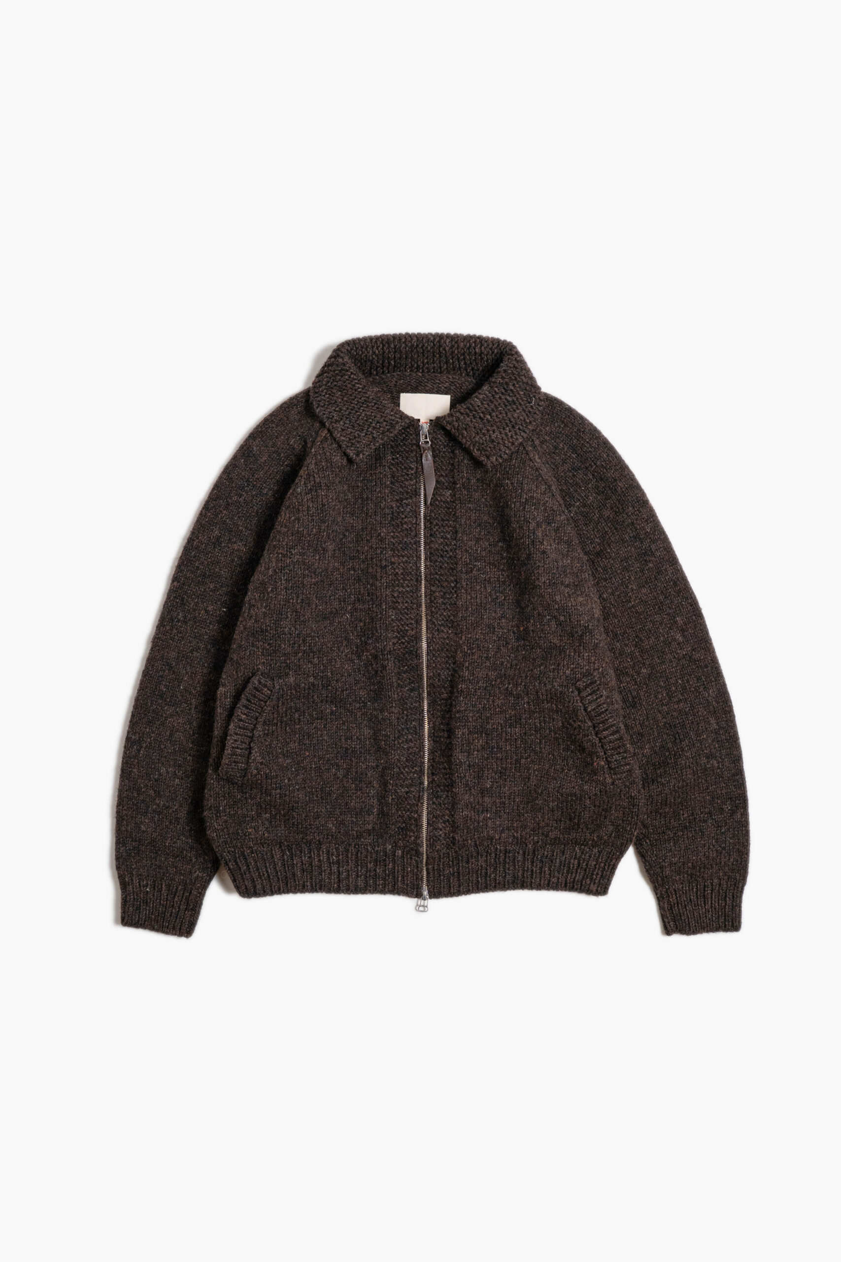 KNIT BLOUSON - BRITISH WOOL - BROWN