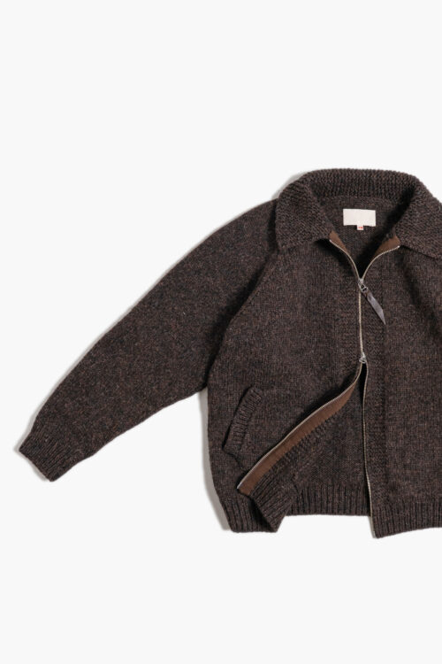 KNIT BLOUSON - BRITISH WOOL - BROWN