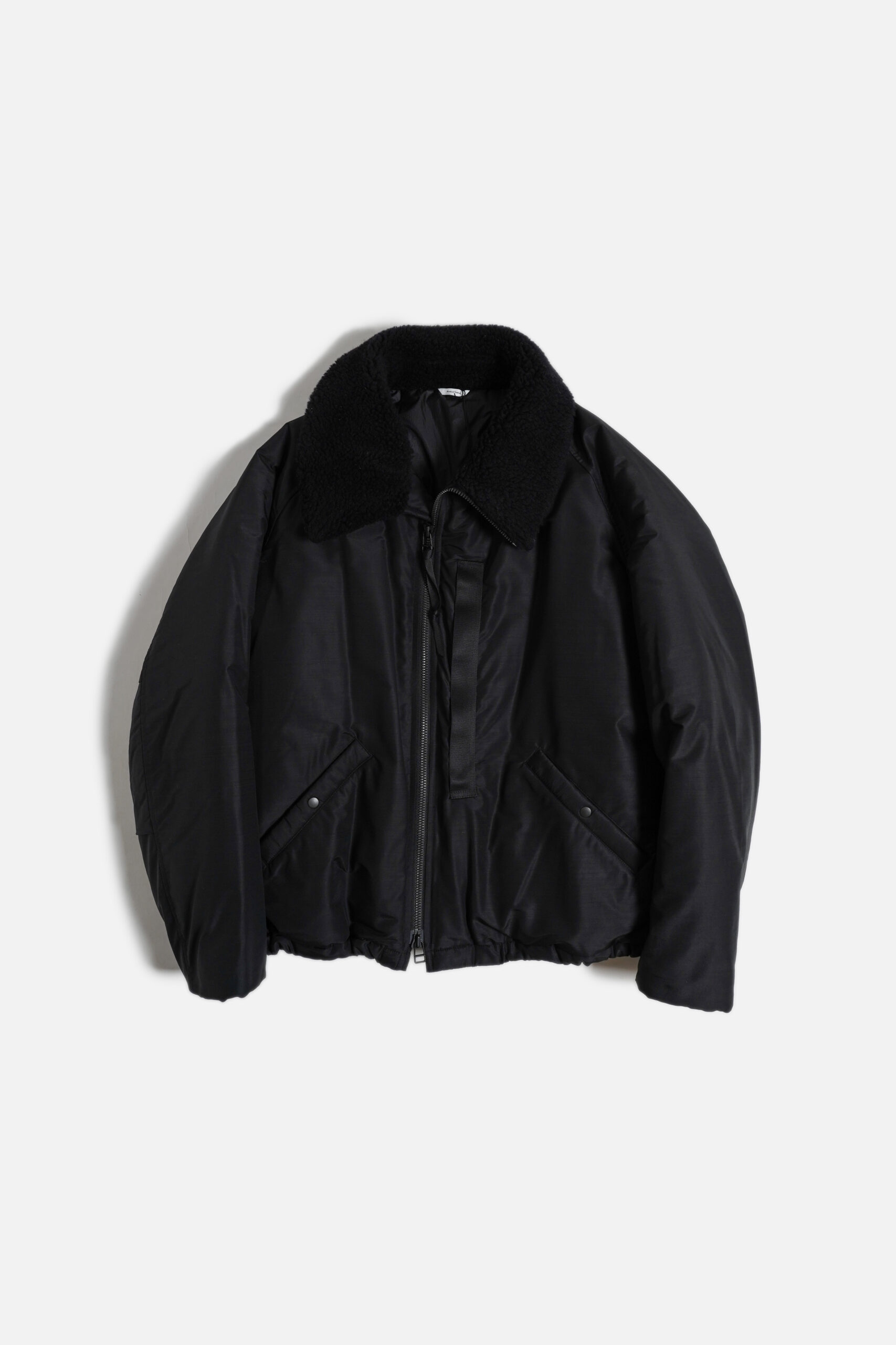 LIGHT WOOL NYLON PUFFER JACKET BLACK