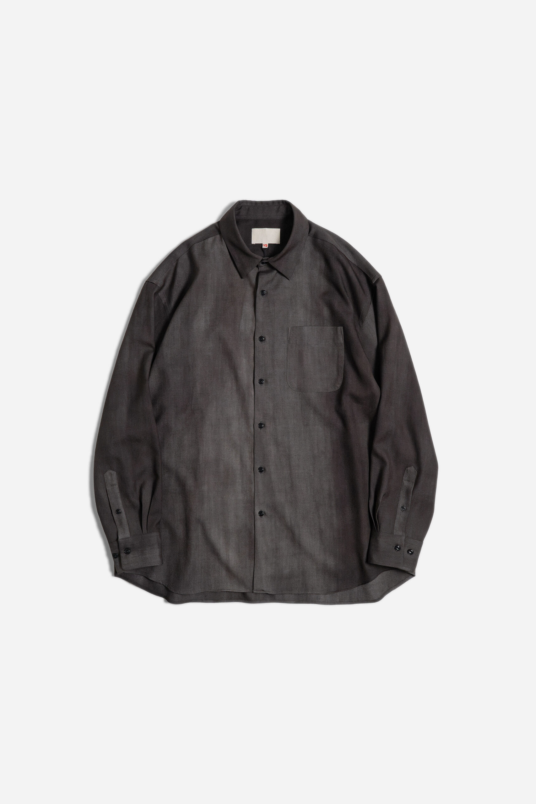 REGULAR COLLAR SHIRT - WOOL GABARDINE - CHARCOAL GRAY × GRAY