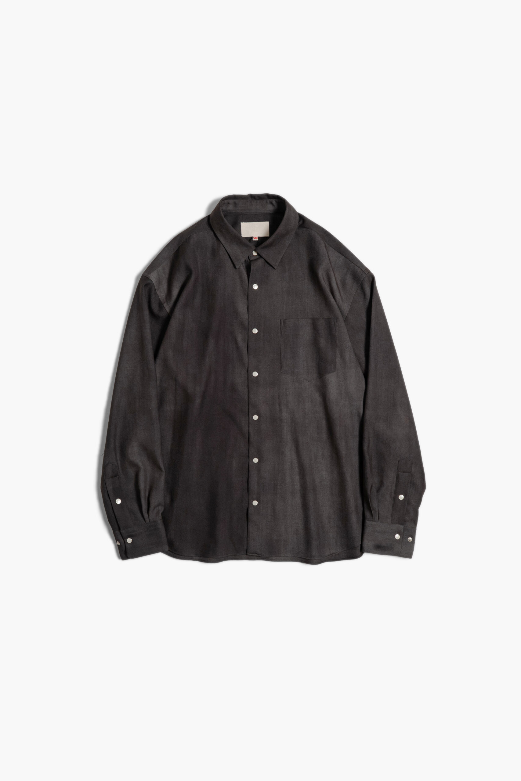 SHORT SHIRT - WOOL GABARDINE - CHARCOAL GRAY × GRAY