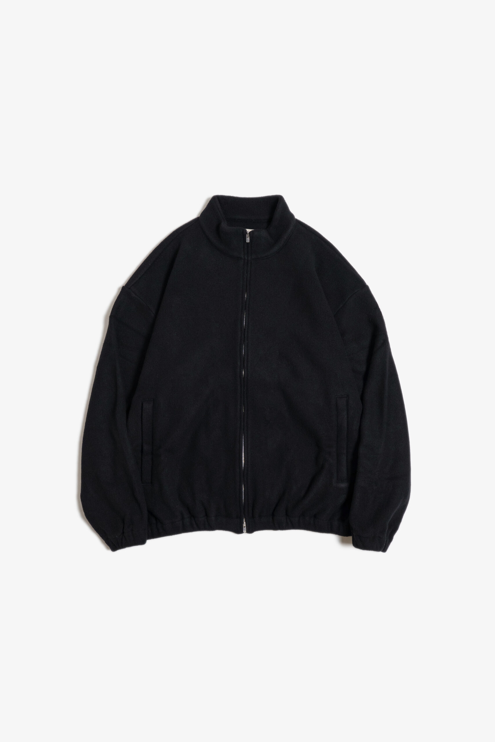 TRACK JACKET - BRUSHED WOOL FLEECE - BLACK