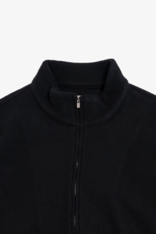 TRACK JACKET - BRUSHED WOOL FLEECE - BLACK