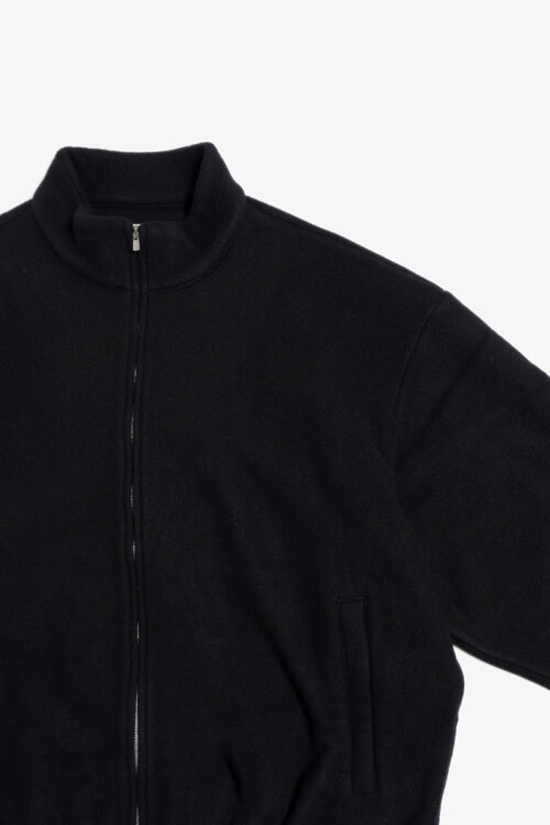 TRACK JACKET - BRUSHED WOOL FLEECE - BLACK