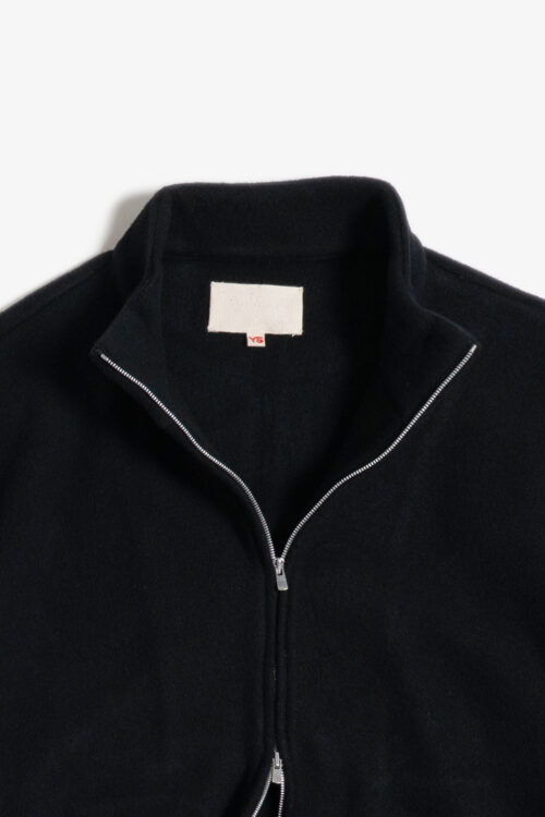 TRACK JACKET - BRUSHED WOOL FLEECE - BLACK