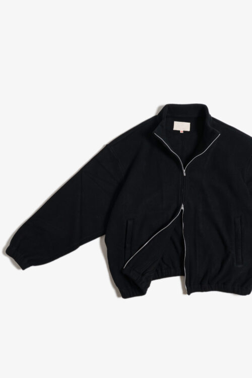 TRACK JACKET - BRUSHED WOOL FLEECE - BLACK