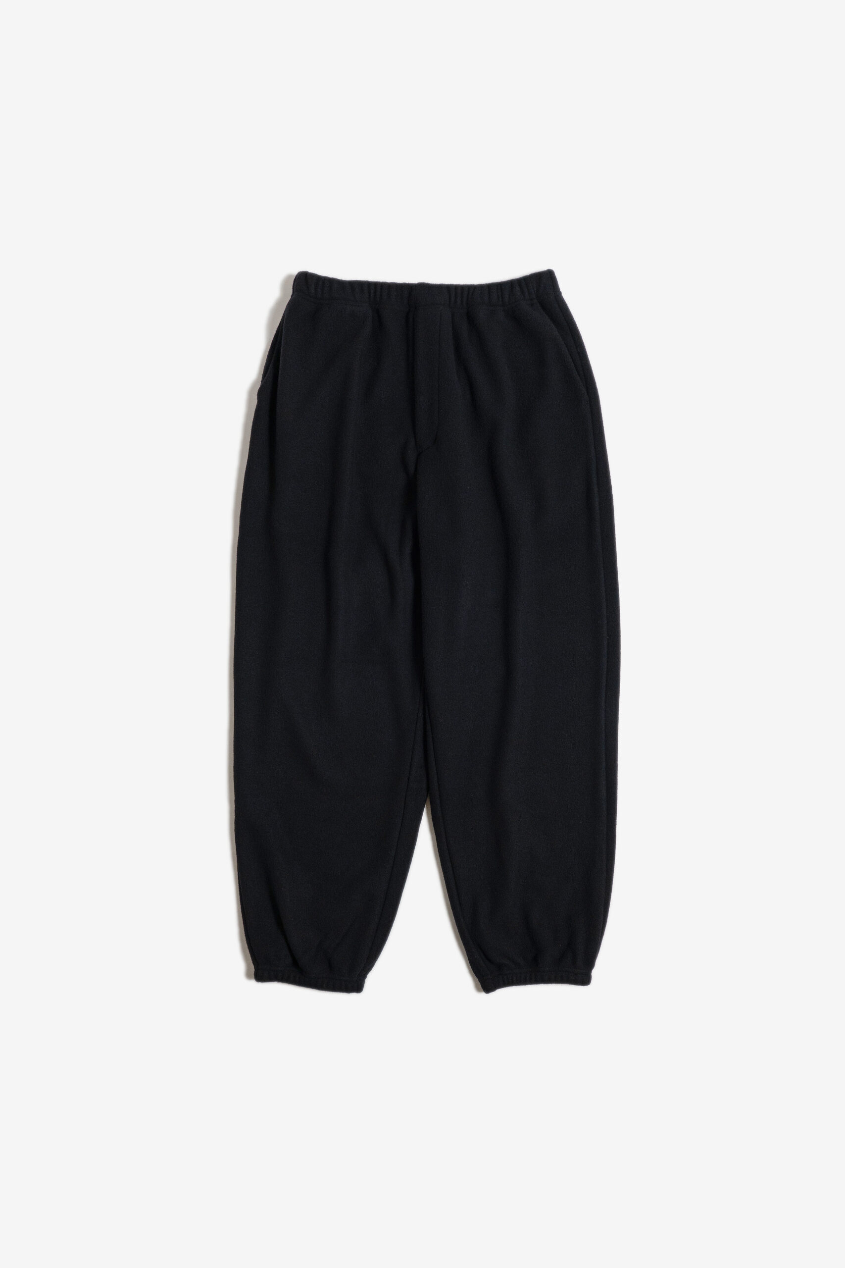 TRACK PANTS- BRUSHED WOOL FLEECE - BLACK