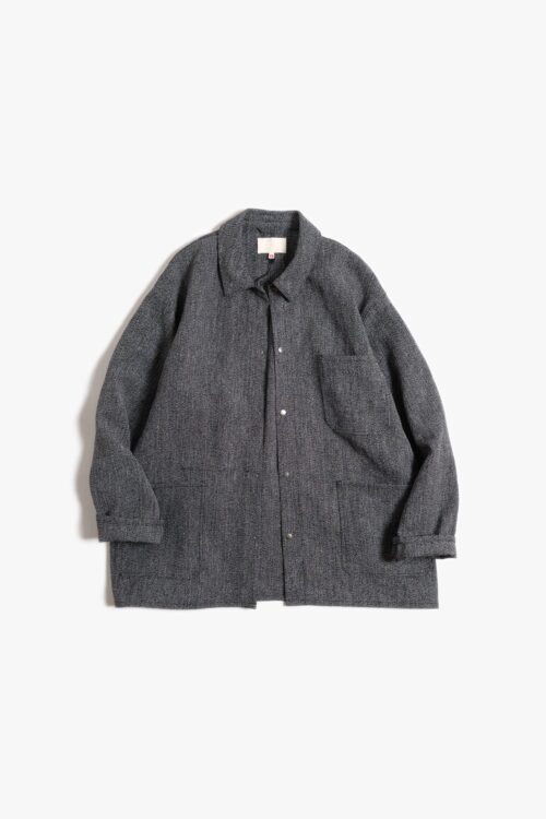 WORK SHIRT - MAX HIGH COUNT HEMP - BLACK × BEIGE