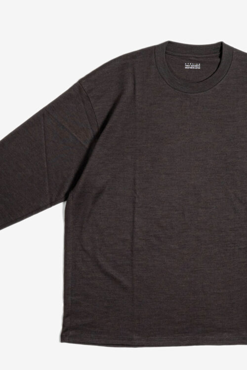 CREW NECK PULLOVER - WOOL × RAMIE JERSEY - BROWN