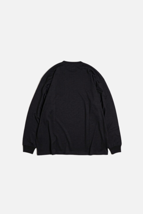 CREW NECK PULLOVER - WOOL × RAMIE JERSEY - BLACK