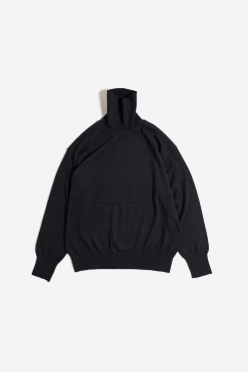 COTTON CASHMERE TURTLE LS BLACK